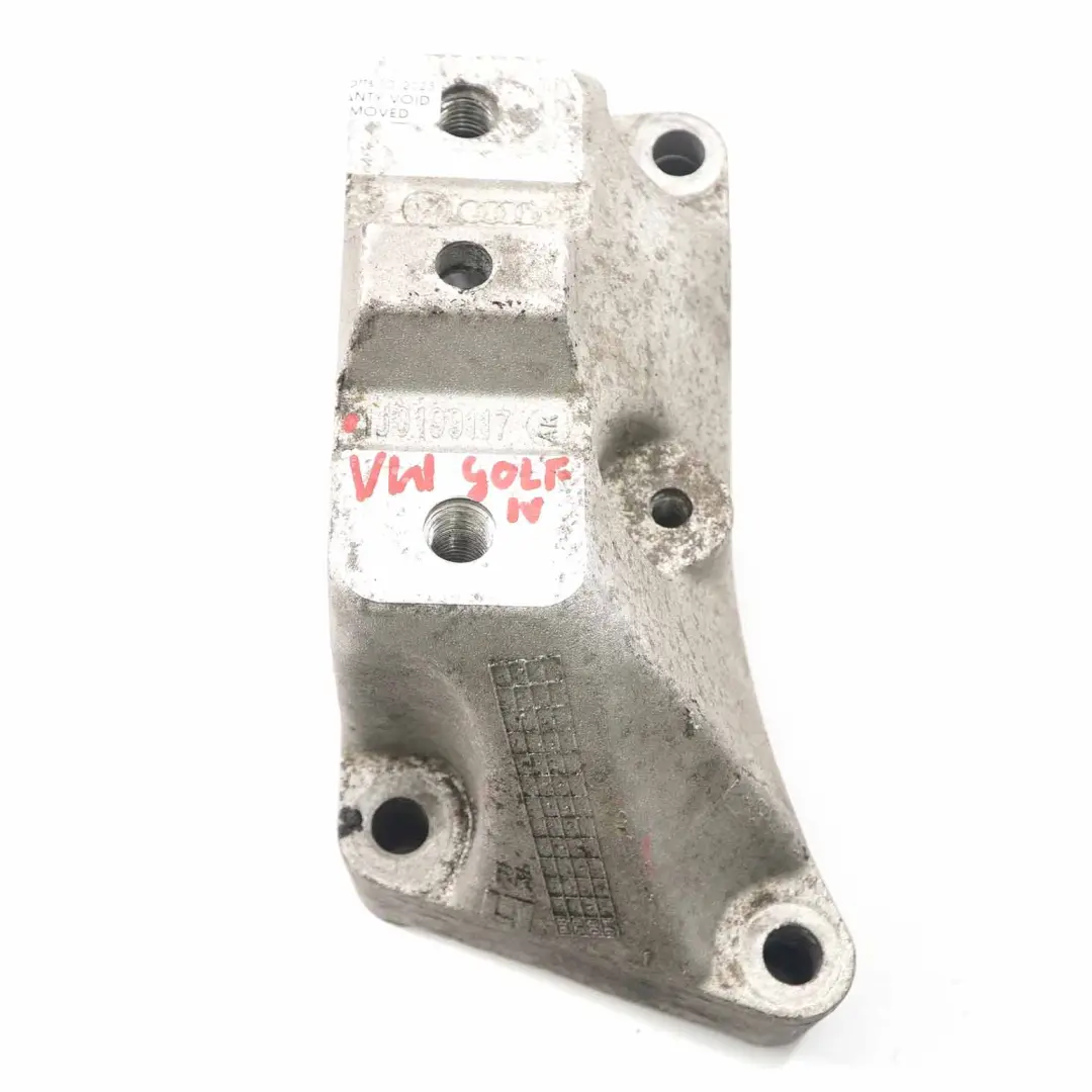 Gearbox Support Mount Bracket Holder to VW Volkswagen Golf 4 Audi A3 with Part number 1J0199117AK VW Volkswagen Golf 4 Audi A3 Gearbox Support Mount Bracket Holder - SKU 1J0199117AK - Part number 1J0199117AK