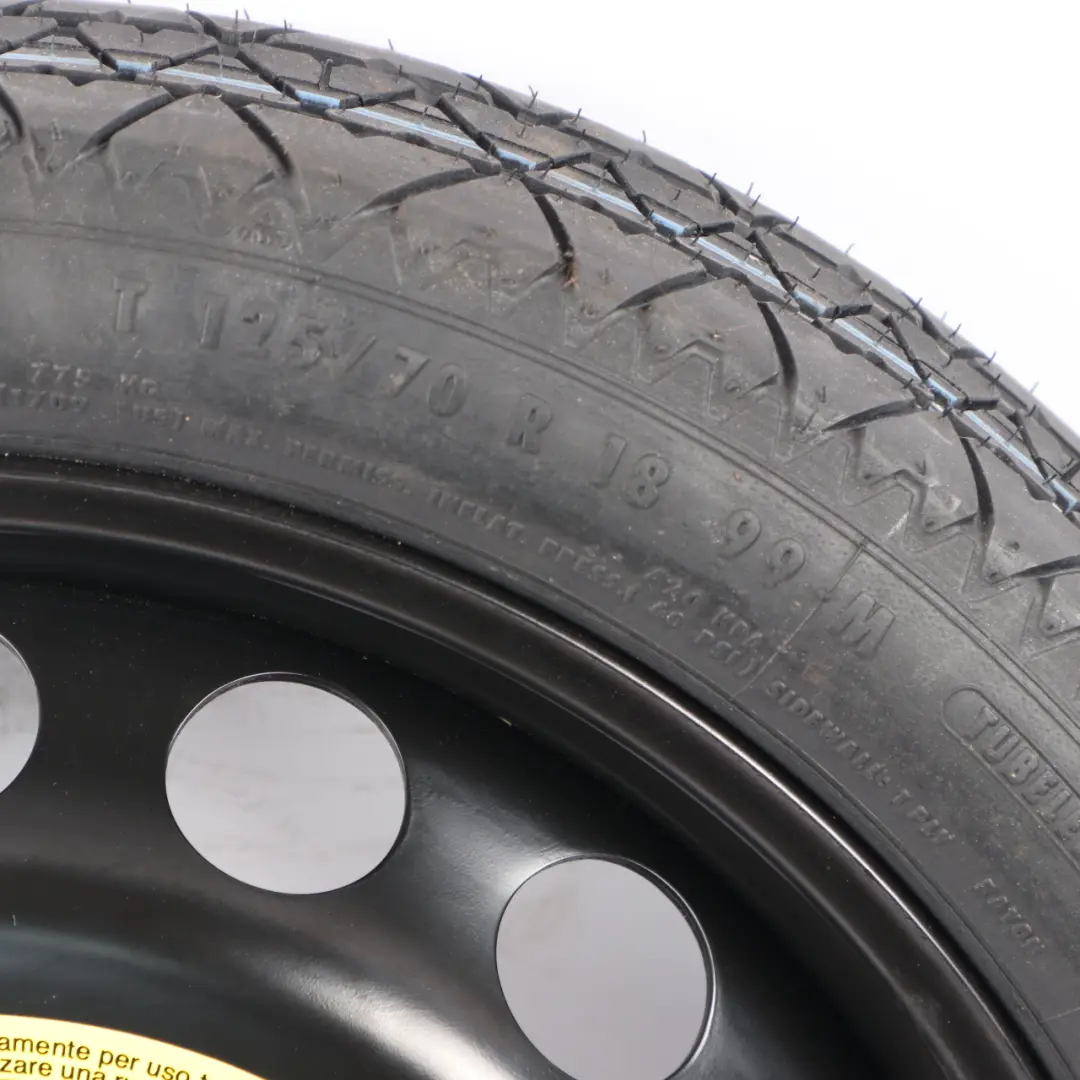 8N VW Golf 4 Steel Spare Wheel Tyre R18 3.5J ET:38 125/70 to Audi TT with Part number 1J0601027M Audi TT 8N VW Golf 4 Steel Spare Wheel Tyre R18 3.5J ET:38 125/70 - SKU 1J0601027M - Part number 1J0601027M