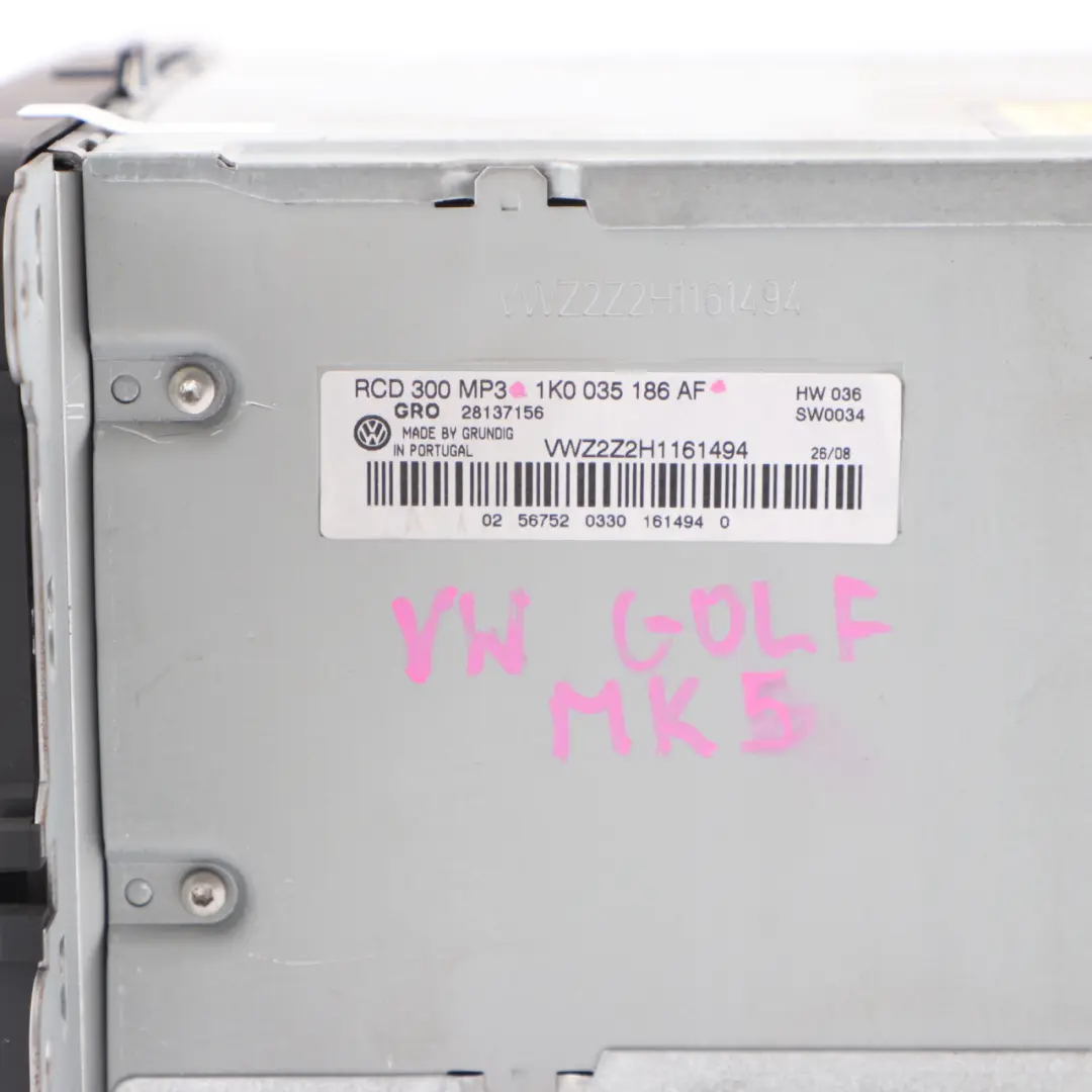  Radio CD Player VW Volkswagen Golf 5 Passat B6 Head Unit MP3 RCD 300 - SKU 1K0035186AF - Part number 1K0035186AF
