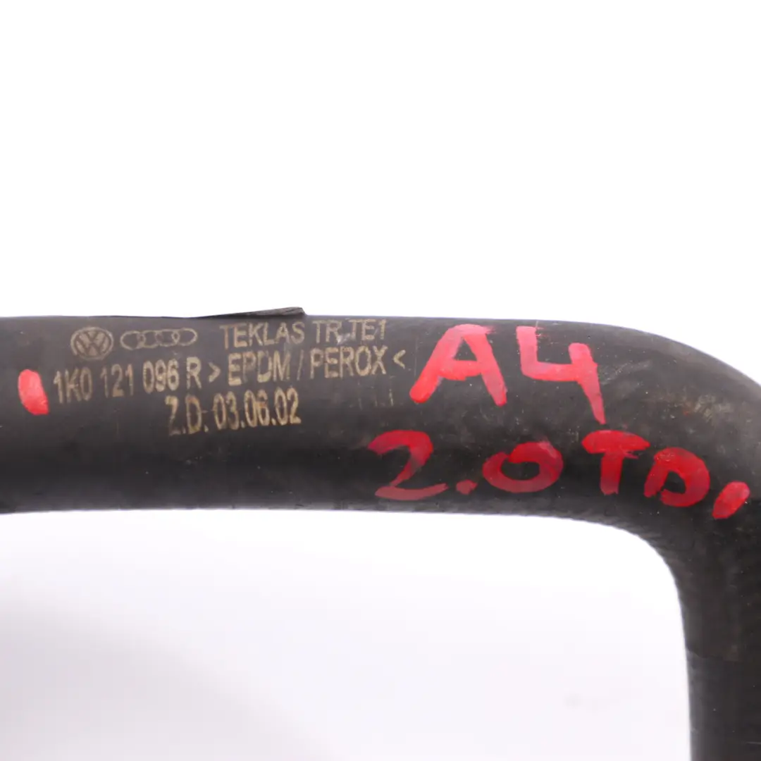 Water Hose Cooling Coolant Pipe Line to Audi A4 B7 2.0 TDI Diesel with Part number 1K0121096R Audi A4 B7 2.0 TDI Diesel Water Hose Cooling Coolant Pipe Line - SKU 1K0121096R - Part number 1K0121096R