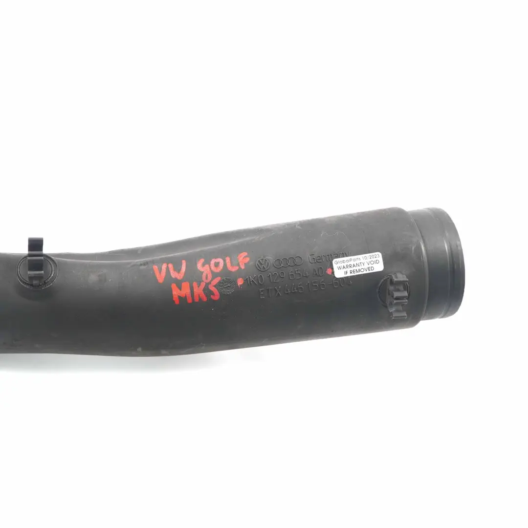 MK5 1.9 TDI Tubo di carica Tubo intercooler aspirazione aria per VW Golf con numero di parte 1K0129654AD VW Golf MK5 1.9 TDI Tubo di carica Tubo intercooler aspirazione aria - SKU 1K0129654AD - Numero di parte 1K0129654AD