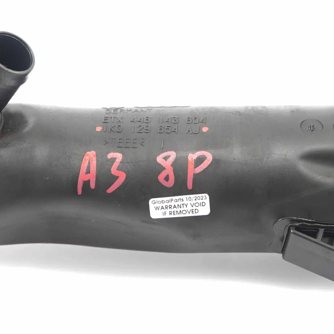 Audi A3 8P TDI Tuyau de charge Tuyau d'intercooler Tuyau d'admission - SKU 1K0129654AJ - Numéro de pièce 1K0129654AJ