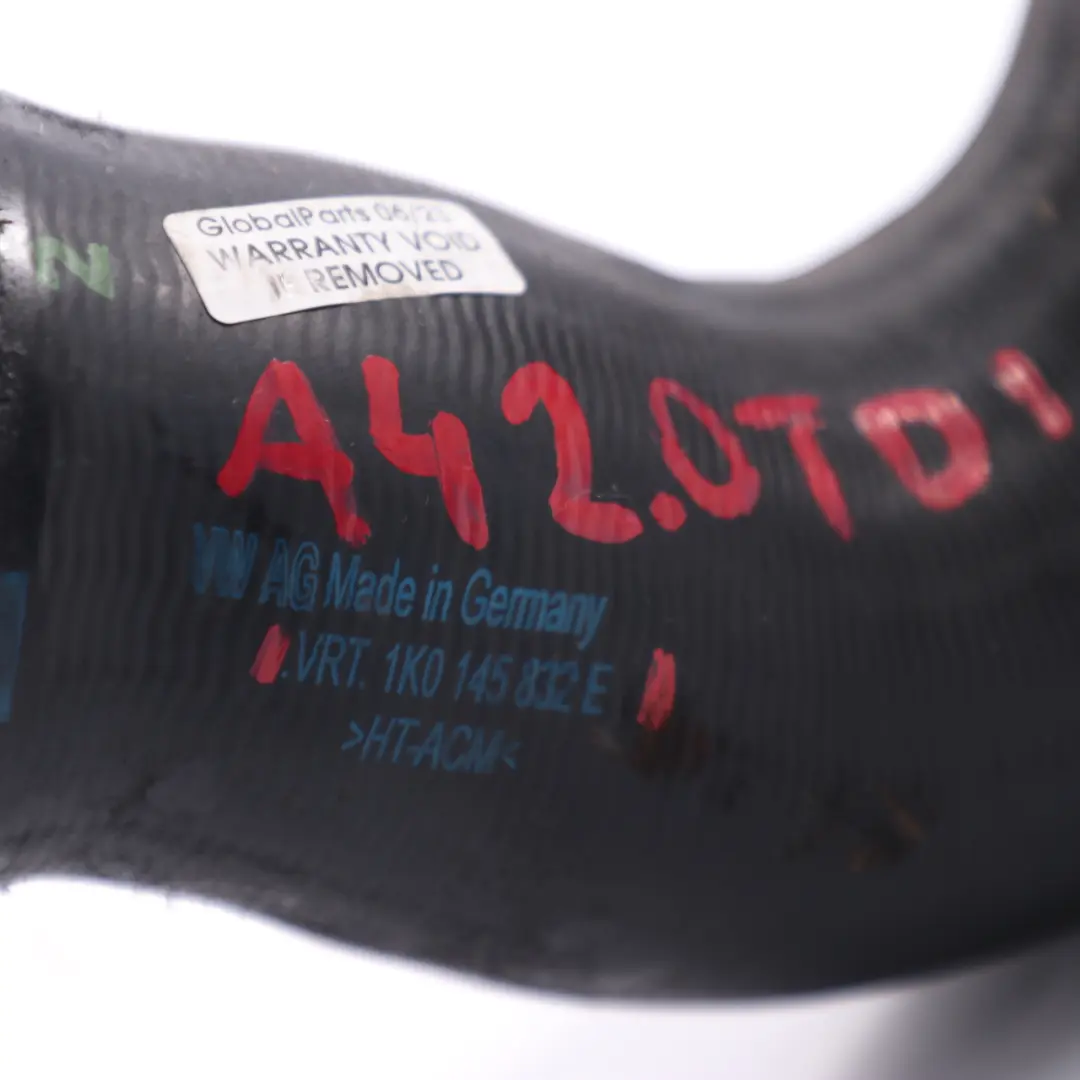 Tubo de admisión Tubo del intercooler para Audi A4 2.0 TDI con número de pieza 1K0145832E Audi A4 2.0 TDI Tubo de admisión Tubo del intercooler - SKU 1K0145832E - Número de pieza 1K0145832E