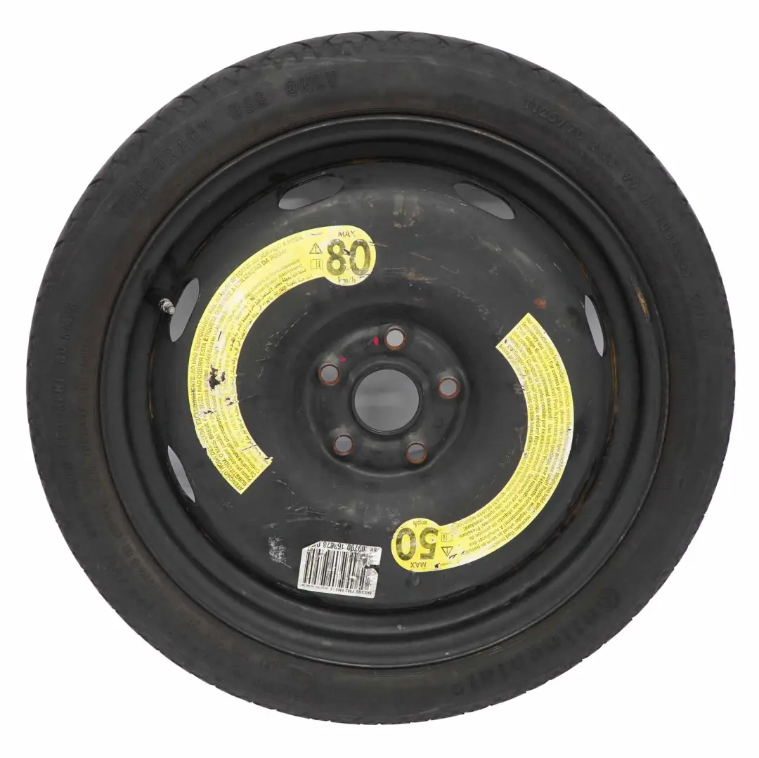 Mk6 Rueda Repuesto Compact Acero R18 3,5J Neumático 125/70 para Volkswagen Golf con número de pieza 1K0601027AP Volkswagen Golf Mk6 Rueda Repuesto Compact Acero R18 3,5J Neumático 125/70 - SKU 1K0601027AP - Número de pieza 1K0601027AP