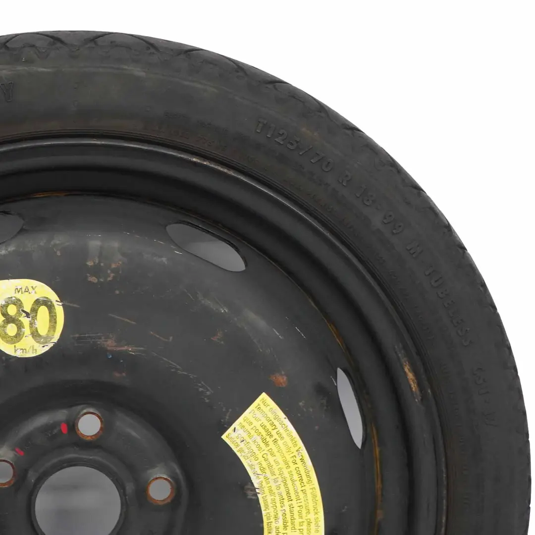 Mk6 Kompakt Ersatzrad Stahl R18 3,5J Reifen 125/70 für Volkswagen Golf mit Teilenummer 1K0601027AP Volkswagen Golf Mk6 Kompakt Ersatzrad Stahl R18 3,5J Reifen 125/70 - SKU 1K0601027AP - Teilenummer 1K0601027AP