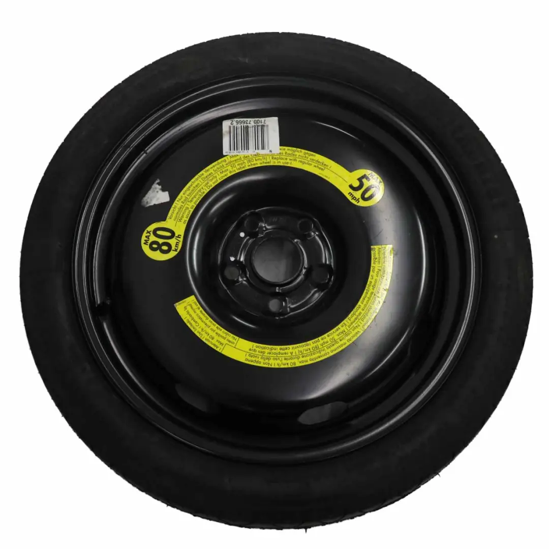  Roue de secours Audi A3 8P Roue compacte R18 125/70 - SKU 1K0601027B - Numéro de pièce 1K0601027B