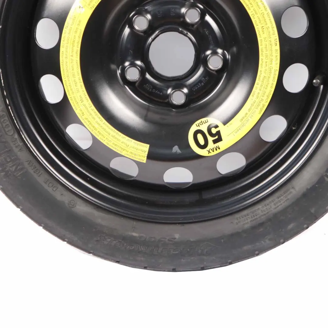 Rueda de repuesto Audi A3 8P VW Golf 5 Rueda compacta Acero R16 3,5J 125/70 para con número de pieza 1K0601027F Rueda de repuesto Audi A3 8P VW Golf 5 Rueda compacta Acero R16 3,5J 125/70 - SKU 1K0601027F - Número de pieza 1K0601027F