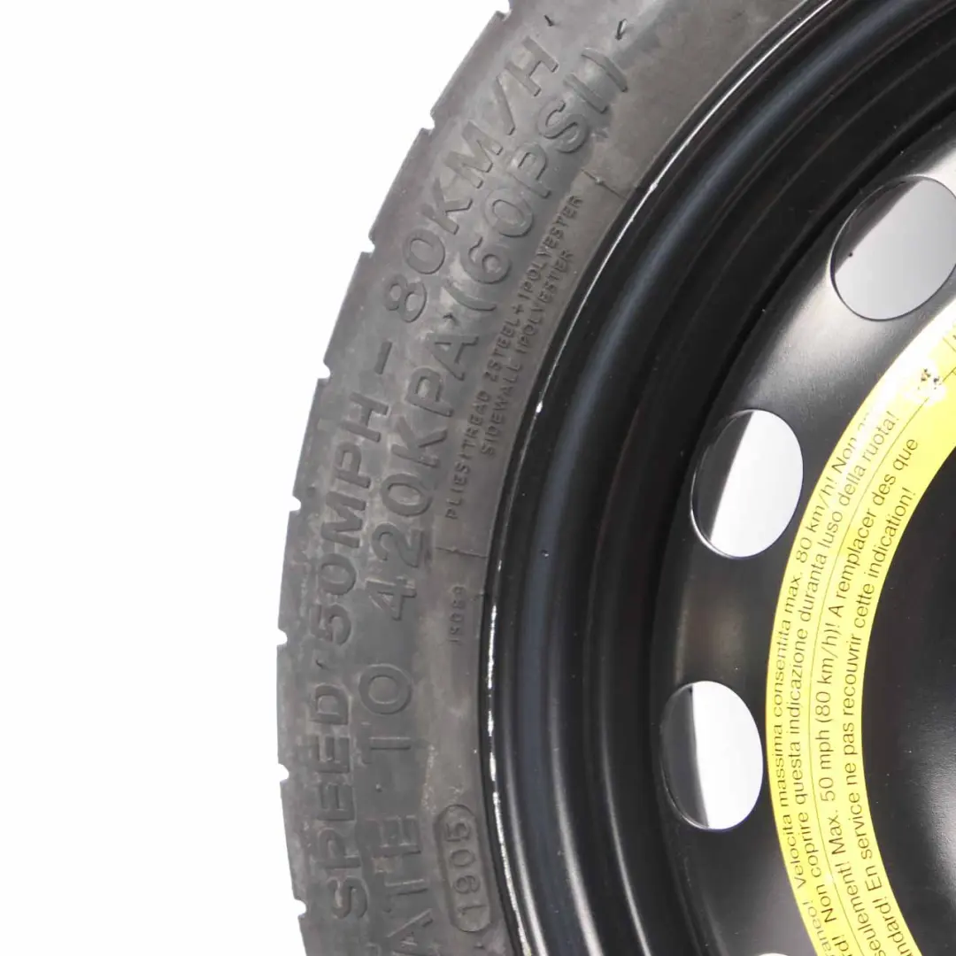 Rueda de repuesto Audi A3 8P VW Golf 5 Rueda compacta Acero R16 3,5J 125/70 - SKU 1K0601027F - Número de pieza 1K0601027F