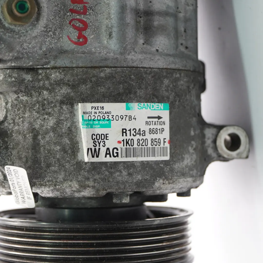 Sprężarka Klimatyzacji A/C Kompresor do Audi VW Golf 5 Seat Skoda o numerze 1K0820859F Audi VW Golf 5 Seat Skoda Sprężarka Klimatyzacji A/C Kompresor - SKU 1K0820859F - Numer Części 1K0820859F