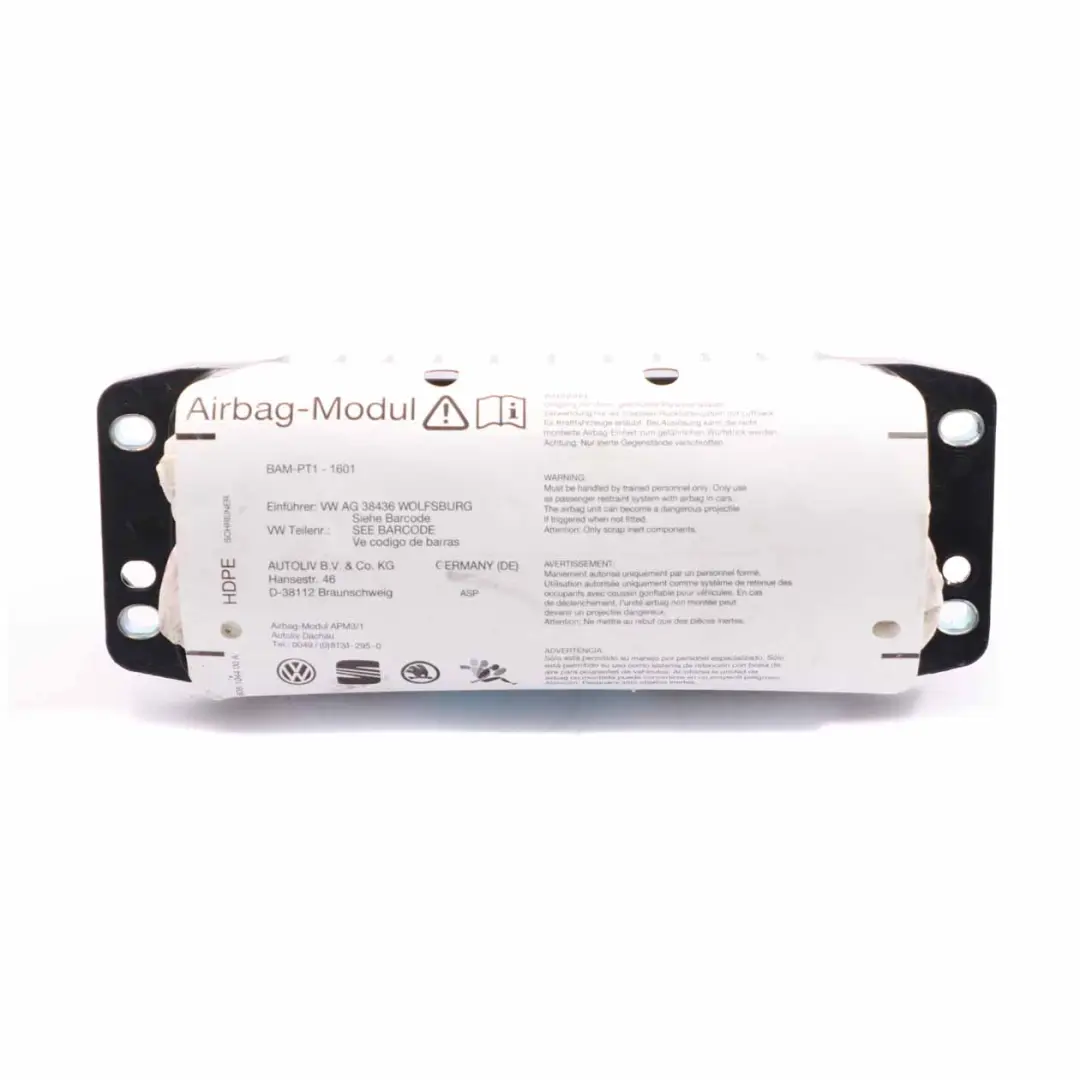 VW Volkswagen Golf 5 Airbag tableau de bord frontal côté passager - SKU 1K0880204L - Numéro de pièce 1K0880204L