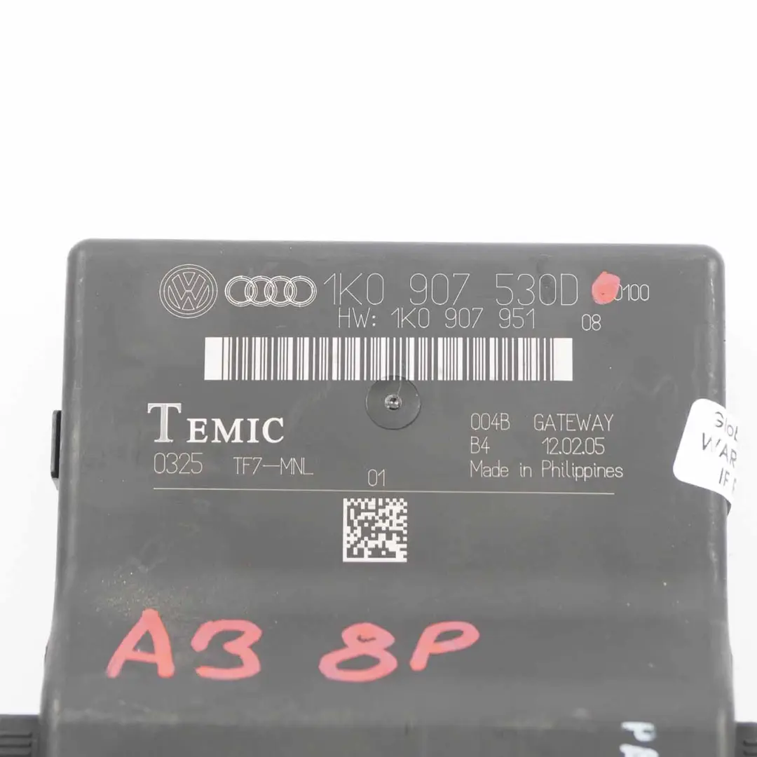 Central Gateway Steuergerät Modul Relais ECU für Audi A3 8P mit Teilenummer 1K0907530D Audi A3 8P Central Gateway Steuergerät Modul Relais ECU - SKU 1K0907530D - Teilenummer 1K0907530D