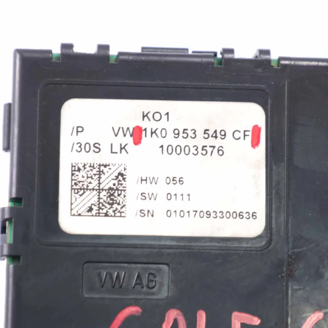 VW Volkswagen Golf MK6 Steering Wheel Column Control Module - SKU 1K0953549CF - Part number 1K0953549CF
