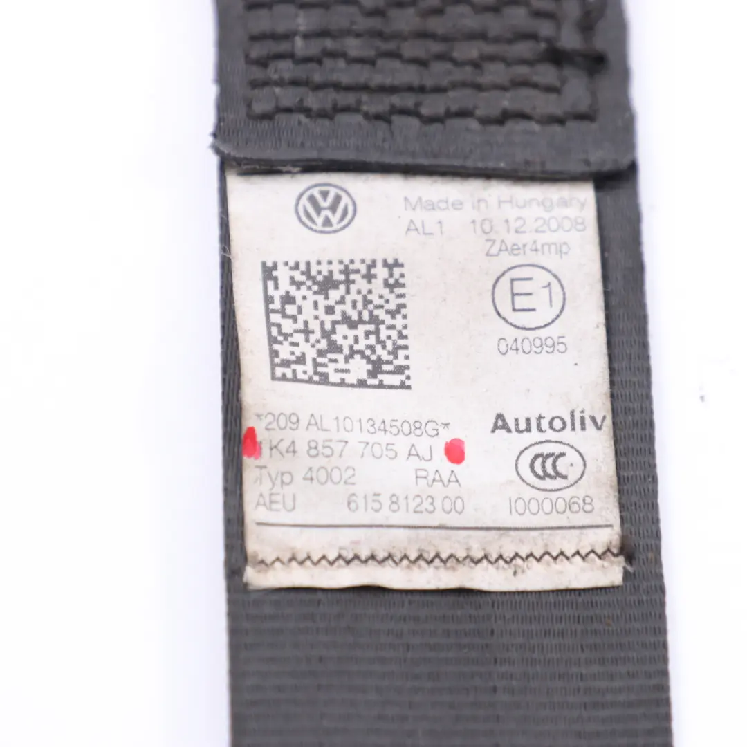 Belt Front Left N/S Seatbelt Black to VW Volkswagen Golf 6 Seat with Part number 1K4857705AJ VW Volkswagen Golf 6 Seat Belt Front Left N/S Seatbelt Black - SKU 1K4857705AJ - Part number 1K4857705AJ