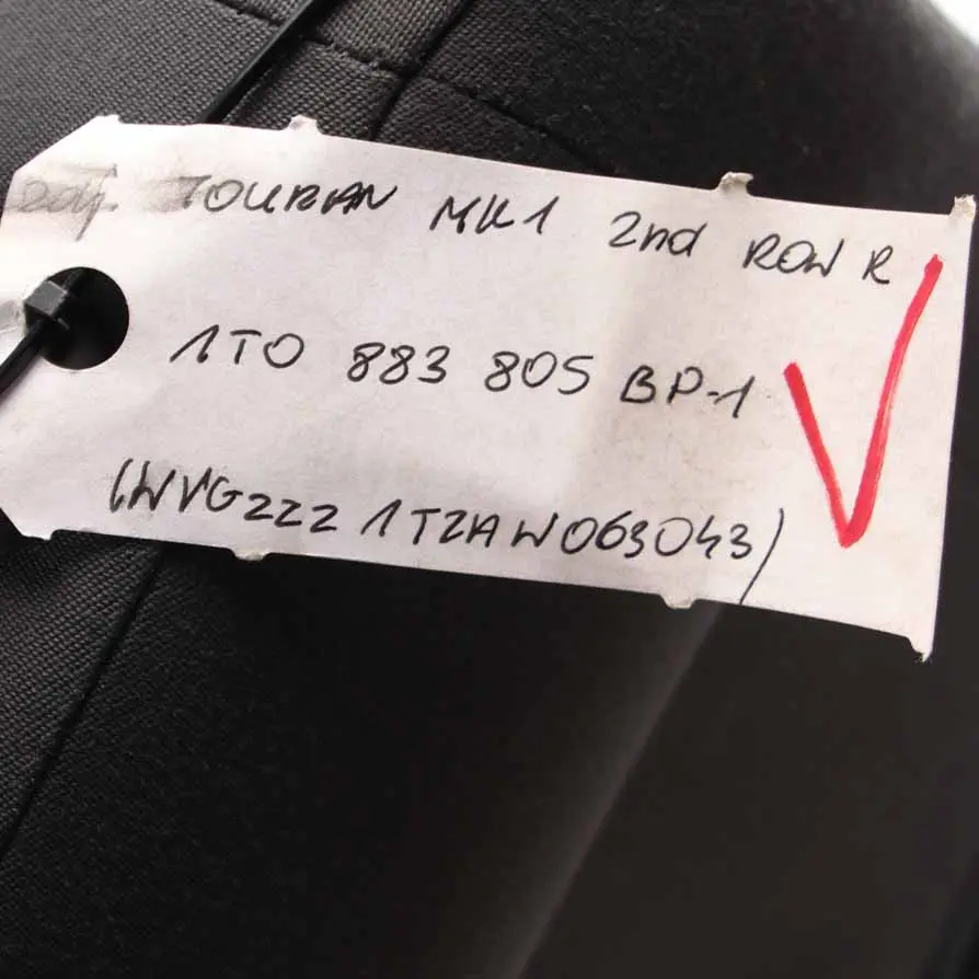 Volkswagen VW Touran MK1 2nd Row Right O/S Seat Cloth Black Grey Fabric - SKU 1T0883805BP-1 - Part number 1T0883805BP