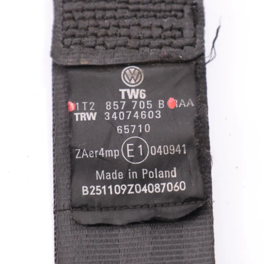 VW Volkswagen Touran Seat Belt Front Left N/S Seatbelt Black - SKU 1T2857705B - Part number 1T2857705B