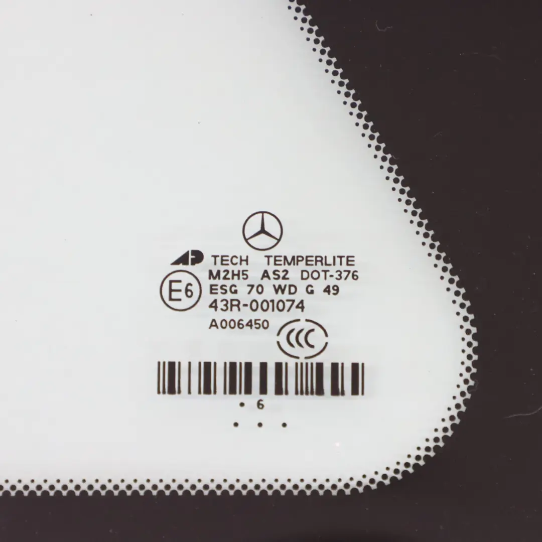 Vetro del finestrino posteriore sinistro Vetri quarto lato AS2 per Mercedes GL X164 con numero di parte A1646702750 Mercedes GL X164 Vetro del finestrino posteriore sinistro Vetri quarto lato AS2 - SKU A1646702750 - Numero di parte A1646702750