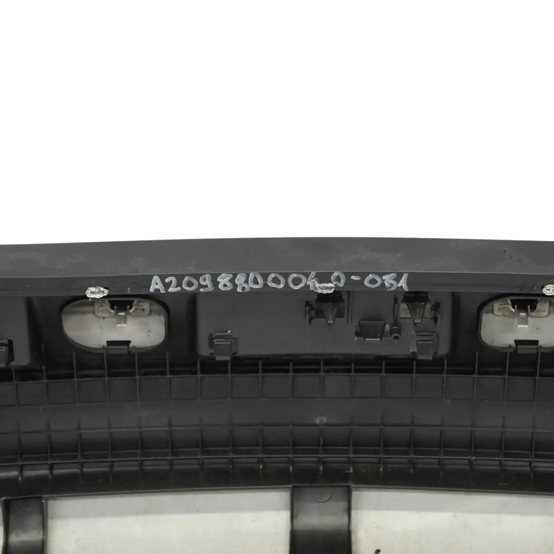 Bumper Trim Panel Covering Obsidian Black Metallic - 197 to Mercedes W209 Rear with Part number A2098800040 Mercedes W209 Rear Bumper Trim Panel Covering Obsidian Black Metallic - 197 - SKU A2098800040-OB1 - Part number A2098800040