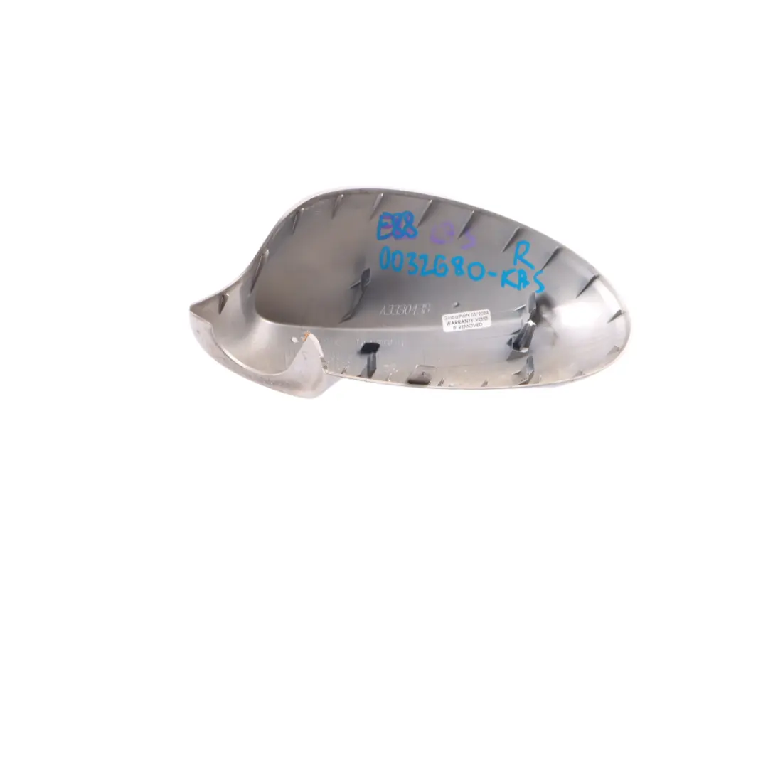 Destra Coperchio Involucro Specchio Ala Kaschmirsilber Argento A72 per BMW E81 E87 con numero di parte 0032680 BMW E81 E87 Destra Coperchio Involucro Specchio Ala Kaschmirsilber Argento A72 - SKU 0032680-KAS - Numero di parte 0032680