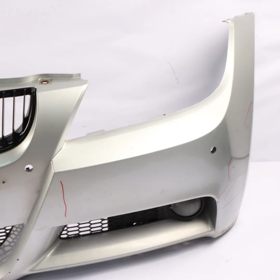 Front Bumper Trim Panel Complete Titan Silver Metallic - 354 to BMW E90 E91 with Part number 0033169 BMW E90 E91 Front Bumper Trim Panel Complete Titan Silver Metallic - 354 - SKU 0033169-TS - Part number 0033169