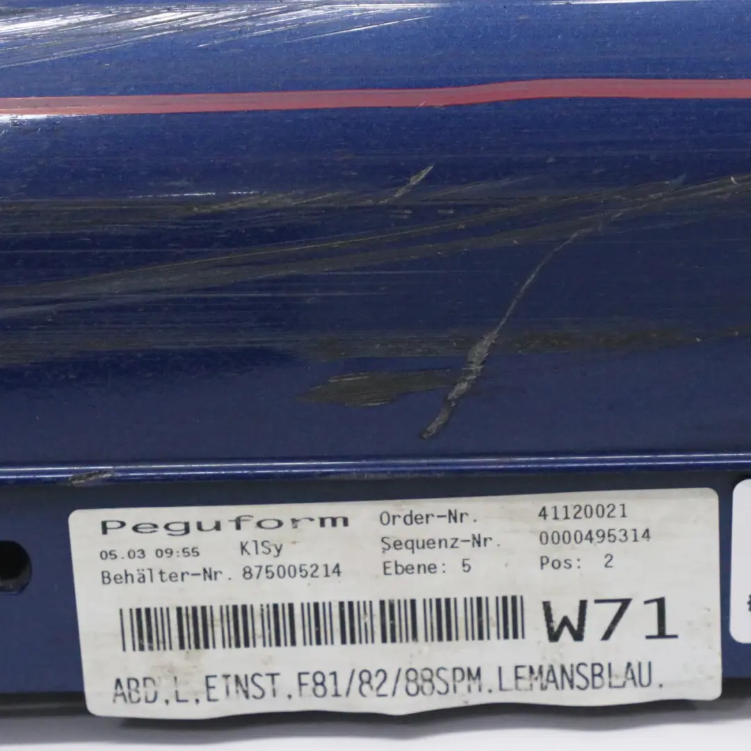 BMW E81 E82 E88 M Sport Listón de umbral Faldon Lateral Le Mans Azul - 381 - SKU 0034731-LMB - Número de pieza 0034731