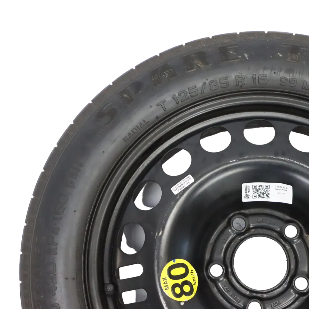 Rueda de repuesto Saab 9-3 Rueda Acero R16 4J ET:41 Pirelli 125/85 2160132 - SKU 2160132-2 - Número de pieza 2160132-2