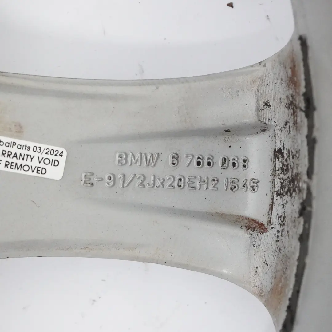 Llanta De aleacion delantera plateada 20" ET:45 9,5J V-Spoke 168 para BMW con número de pieza 6766068 BMW Llanta De aleacion delantera plateada 20" ET:45 9,5J V-Spoke 168 - SKU 6766068-3 - Número de pieza 6766068