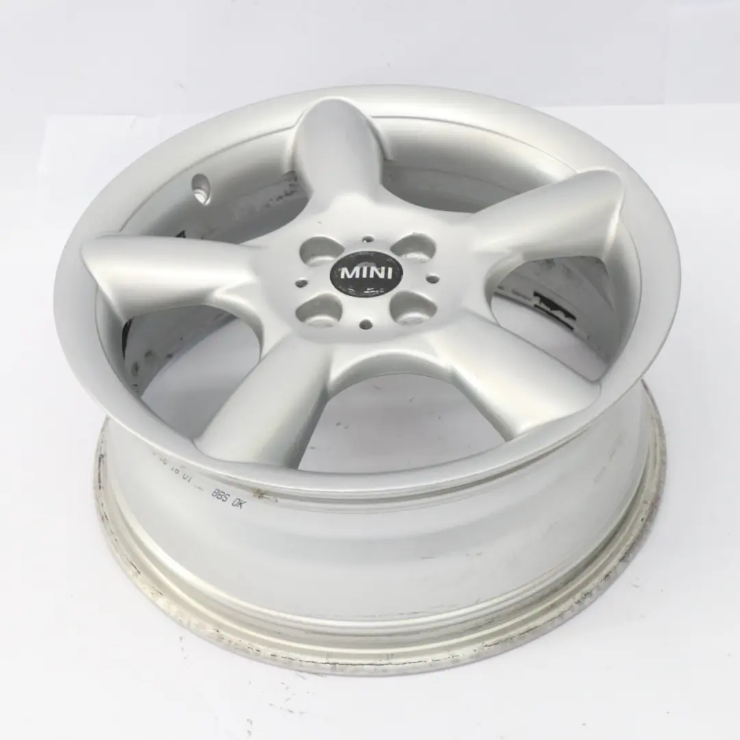Alloy Rim 17" 7J 5 Star Pace Spoke 110 to Mini Cooper R50 R55 R56 Silver Wheel with Part number 6777960 Mini Cooper R50 R55 R56 Silver Wheel Alloy Rim 17" 7J 5 Star Pace Spoke 110 - SKU 6777960-1 - Part number 6777960