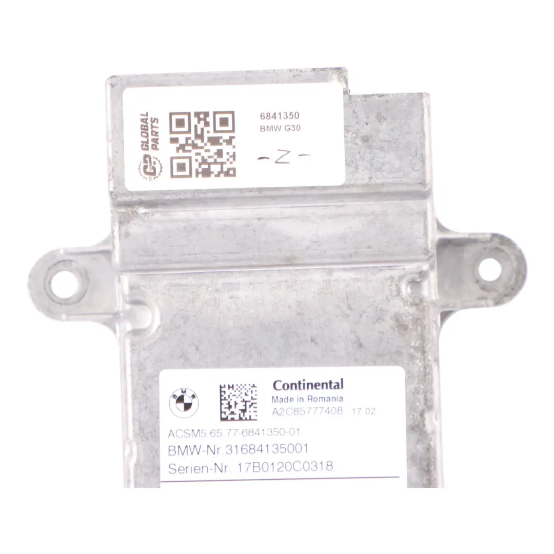 Airbag Crash Control Unit Air Bag Module Continental to BMW G11 G30 with Part number 6841350 BMW G11 G30 Airbag Crash Control Unit Air Bag Module Continental - SKU 6841350 - Part number 6841350