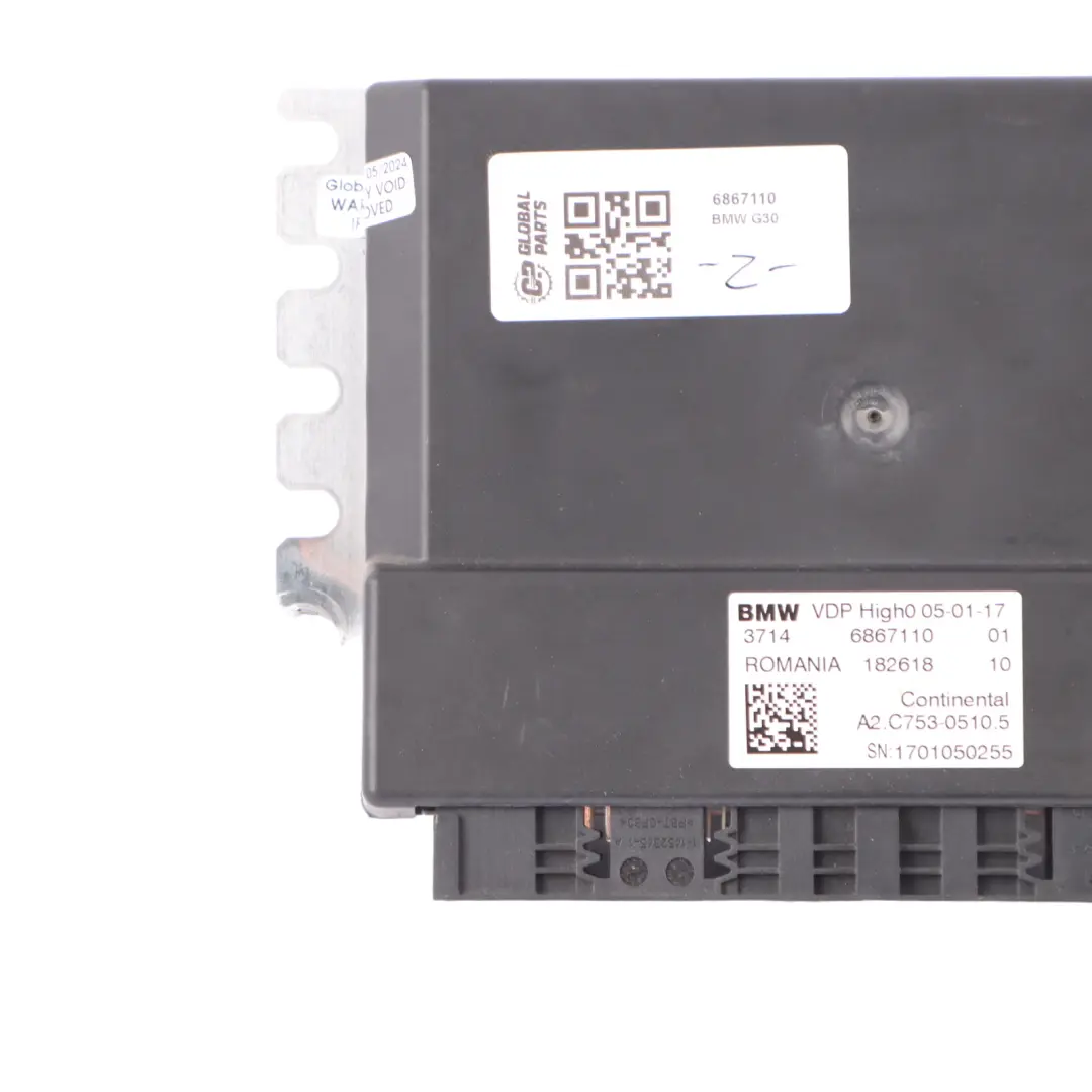 VDP Module BMW G30 Rear Dynamic Air Suspension High0 Control Unit Module to with Part number 6867110 VDP Module BMW G30 Rear Dynamic Air Suspension High0 Control Unit Module - SKU 6867110 - Part number 6867110