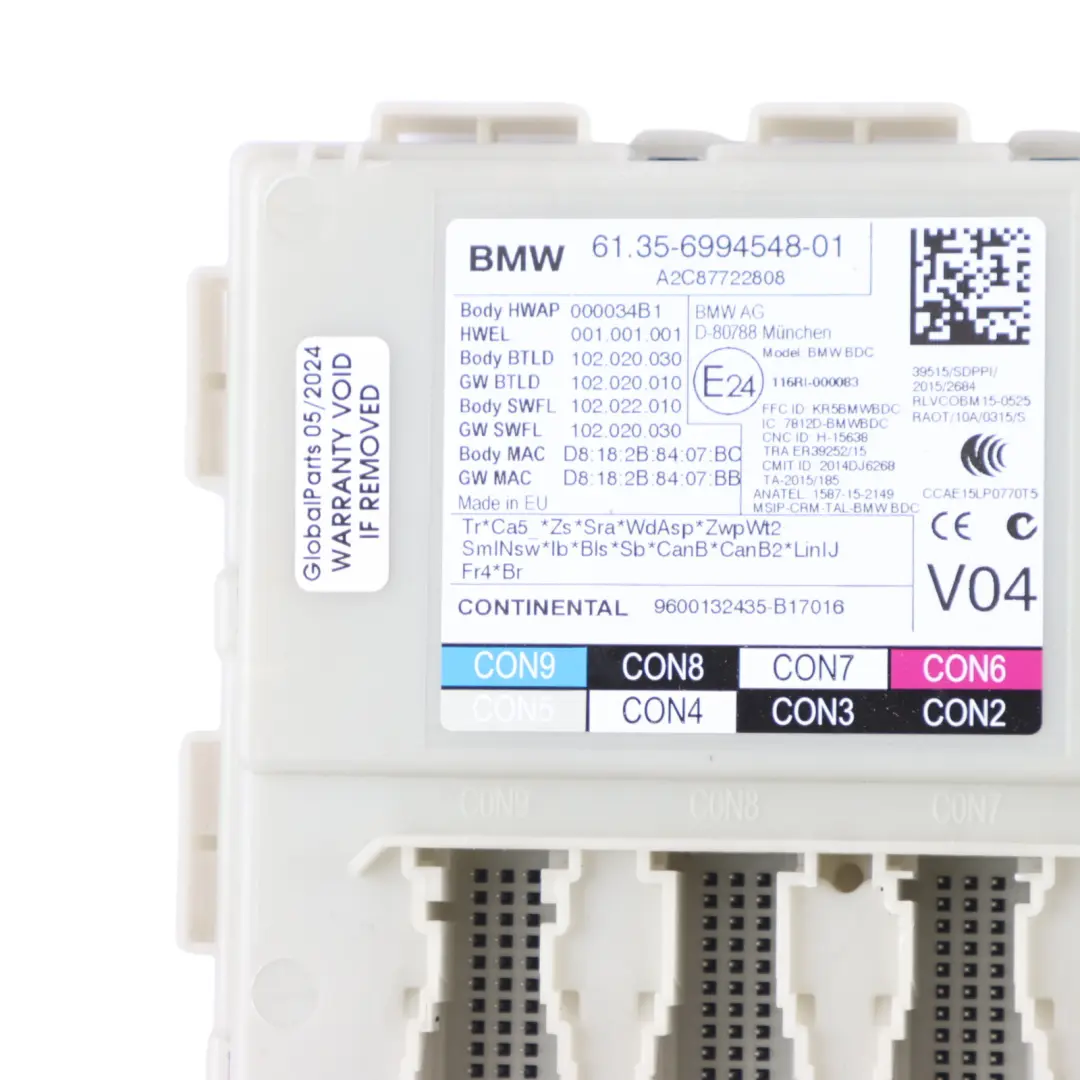 BMW G30 G31 Body Control Comfort Module Unit FEM BDC ECU V04 - SKU 6994548 - Part number 6994548