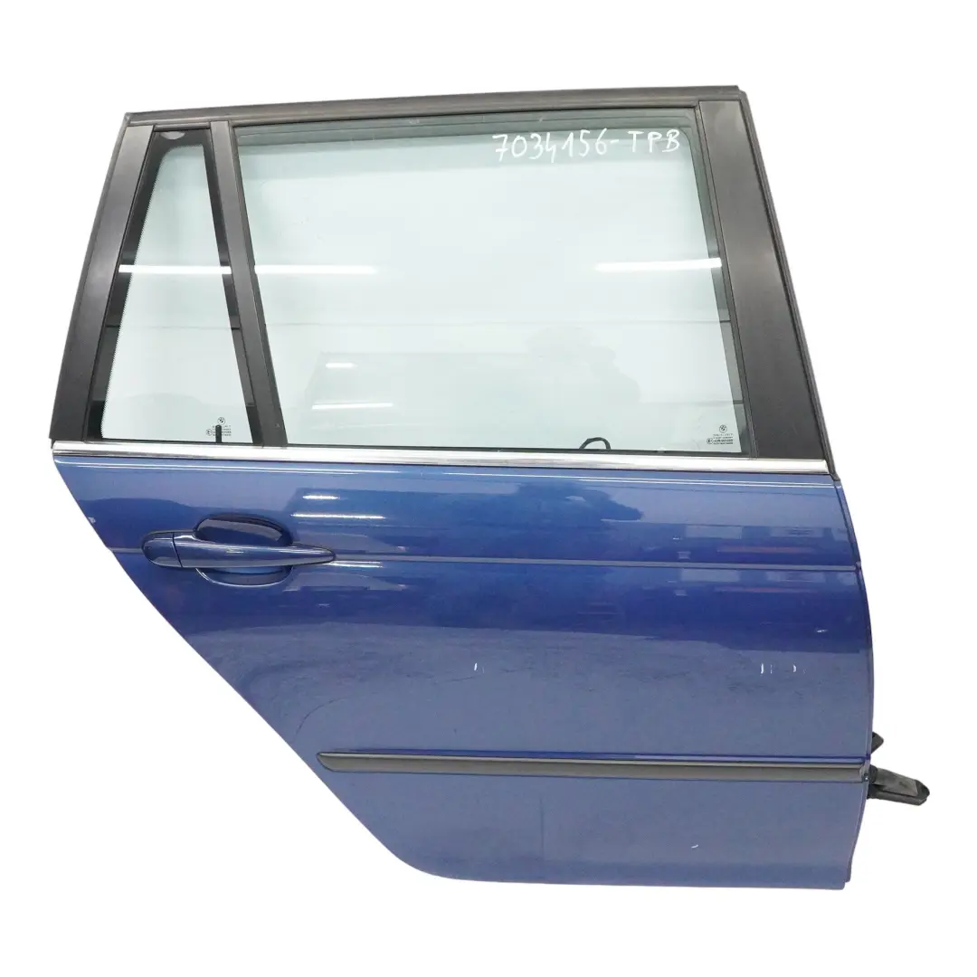 Door Rear Right O/S Topasblau Topaz Blue Metallic - 364 to BMW E46 Touring with Part number 7034156 BMW E46 Touring Door Rear Right O/S Topasblau Topaz Blue Metallic - 364 - SKU 7034156-TPB - Part number 7034156