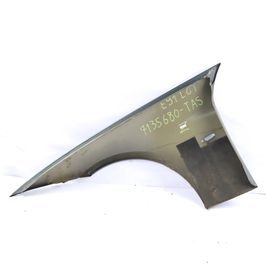Side Panel Fender Wing Front Right O/S Tasman Green Metallic - A81 to BMW E90 E91 with Part number 7135680 BMW E90 E91 Side Panel Fender Wing Front Right O/S Tasman Green Metallic - A81 - SKU 7135680-TAS - Part number 7135680