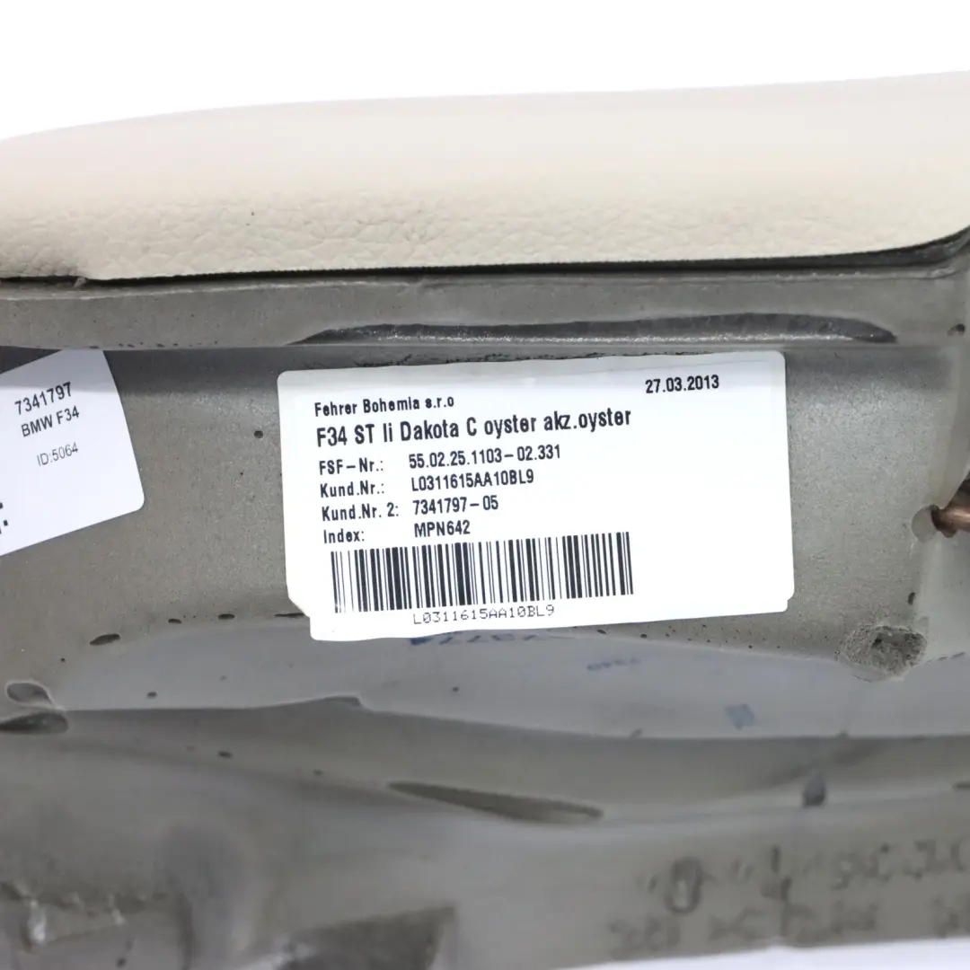 BMW F34 GT Boczek Tylnej Kanapy Lewy Tył Wykończenie Skóra Dakota Oyster - SKU 7341797 - Numer Części 7341797