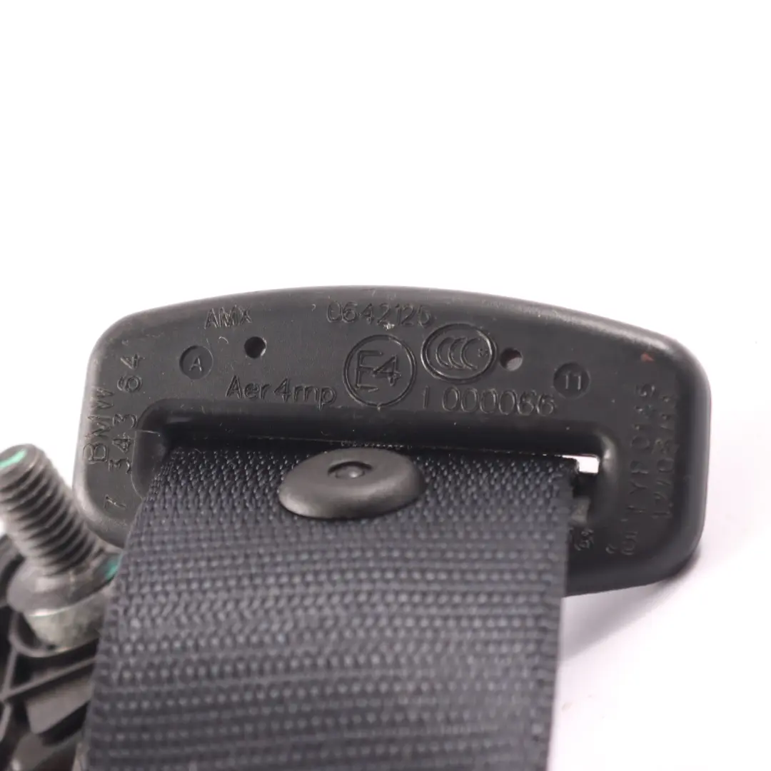 BMW X5 F15 Rear Seat Belt Left N/S Upper Safety Belt Black - SKU 7343641 - Part number 7343641