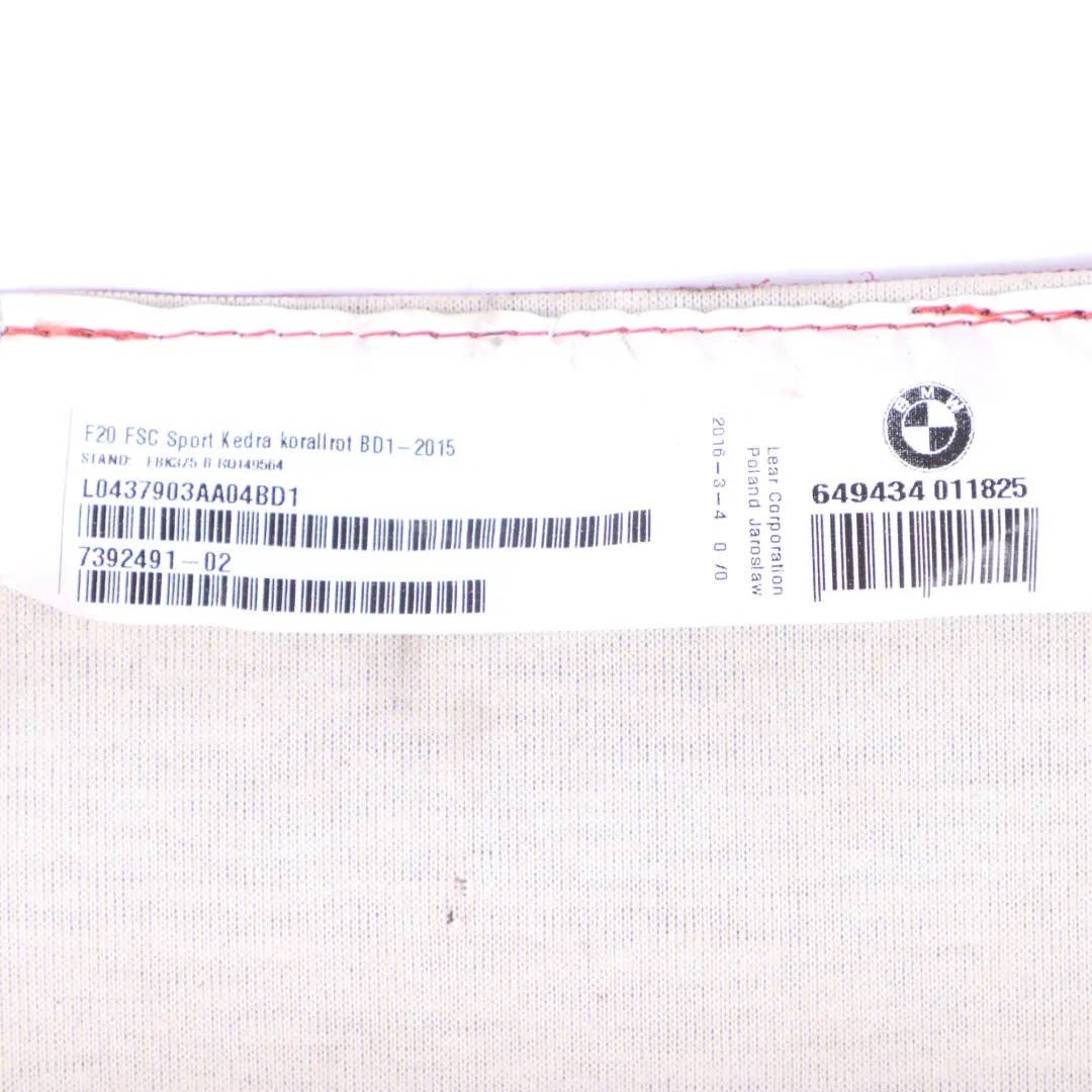Base Sedile Anteriore Coperta Riscaldata Destra Rosso Corallo per BMW F30 F31 con numero di parte 8494893 BMW F30 F31 Base Sedile Anteriore Coperta Riscaldata Destra Rosso Corallo - SKU 8494893 - Numero di parte 8494893