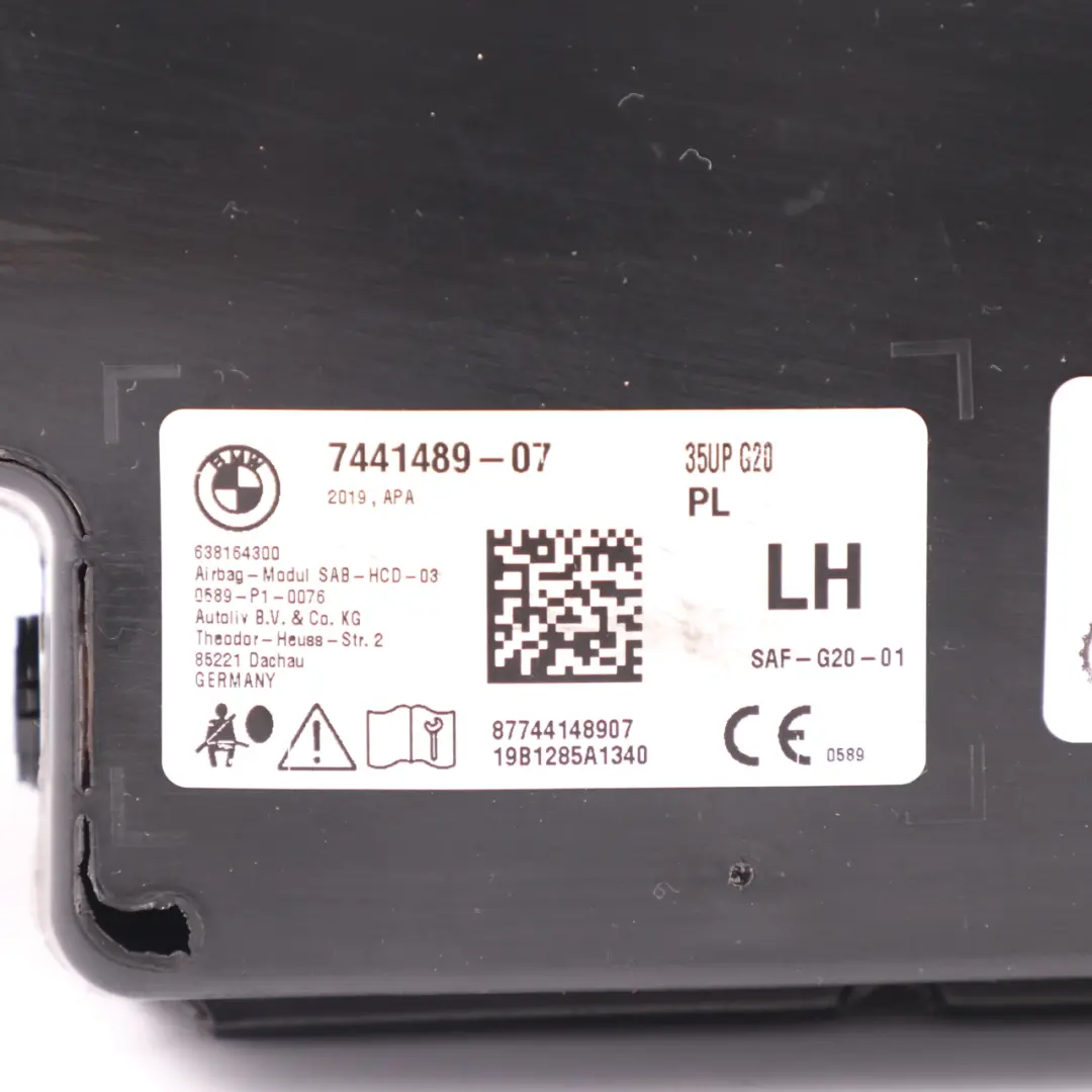 Poduszka Powietrzna Fotela Przedniego Lewego SRS do BMW G20 G21 o numerze 7441489 BMW G20 G21 Poduszka Powietrzna Fotela Przedniego Lewego SRS - SKU 7441489 - Numer Części 7441489