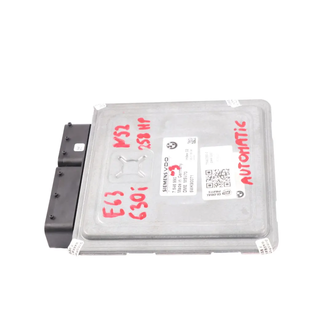 BMW E60 E63 530i 630i N52 258HP Modulo Unità Controllo Motore ECU DME - SKU 7546990-3 - Numero di parte 7546990