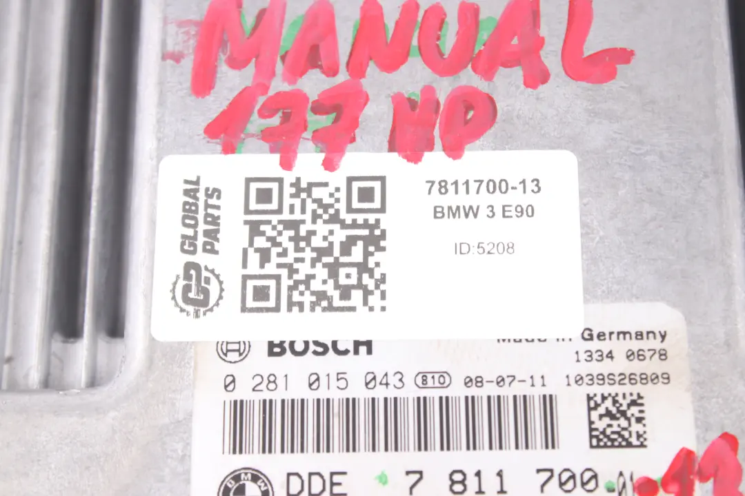 N47 Motor Unidad Control Módulo ECU Kit DDE CAS3 Clave para BMW E90 E91 320d con número de pieza 7811700 BMW E90 E91 320d N47 Motor Unidad Control Módulo ECU Kit DDE CAS3 Clave - SKU 7811700-13 - Número de pieza 7811700
