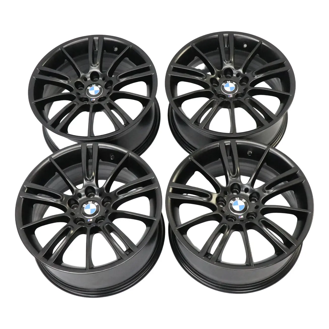 BMW E90 E91 E92 E93 Complete Set 4x Black Wheel Rim 18" M Spider Spoke 193