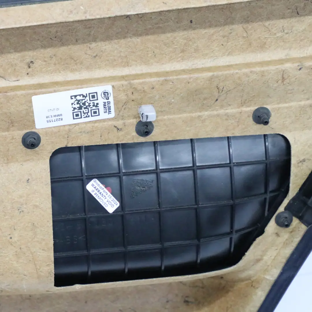 Tarjeta de Puerta Trasera Izquierda Forro Panel Tapa Cuero Negro para BMW E38 con número de pieza 8227157 BMW E38 Tarjeta de Puerta Trasera Izquierda Forro Panel Tapa Cuero Negro - SKU 8227157 - Número de pieza 8227157