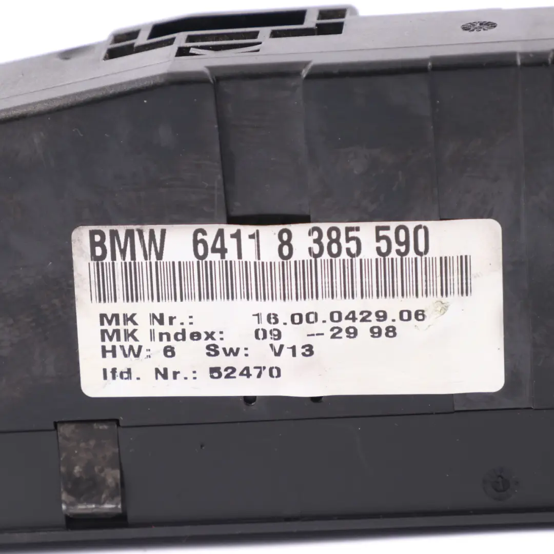 BMW E38 Radio Aire Acondicionado A/C Control Panel Interruptor Negro - SKU 8385590 - Número de pieza 8385590
