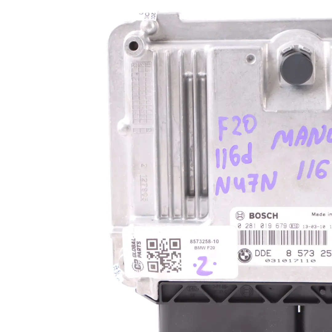 Unité De Contrôle Moteur BMW F20 116D F30 316D N47N 116HP ECU DDE Manual pour à propos du numéro de pièce 8573258 Unité De Contrôle Moteur BMW F20 116D F30 316D N47N 116HP ECU DDE Manual - SKU 8573258-10 - Numéro de pièce 8573258