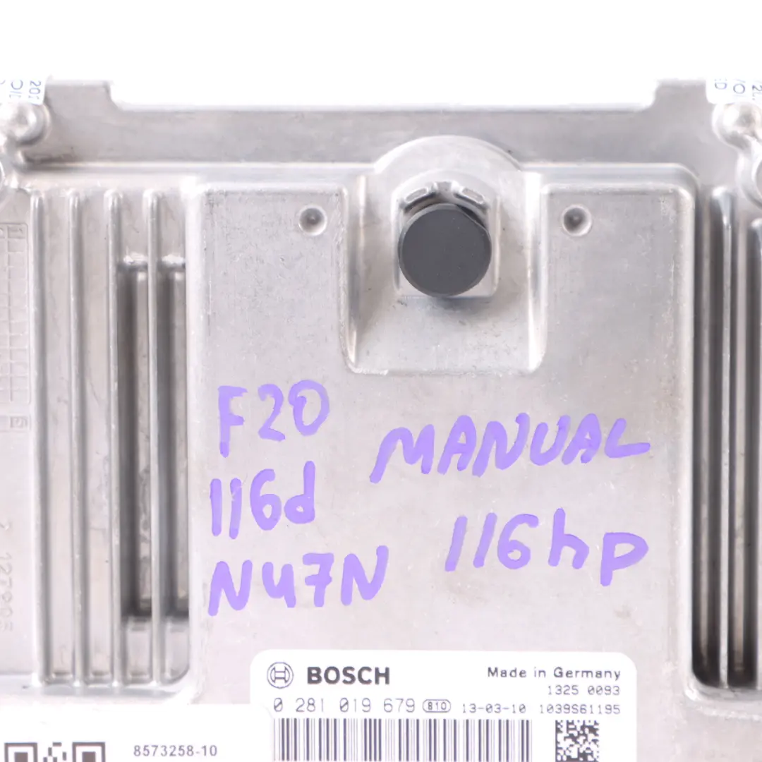 Engine Control Unit BMW F20 116d F30 316d N47N 116HP ECU DDE Manual - SKU 8573258-10 - Part number 8573258