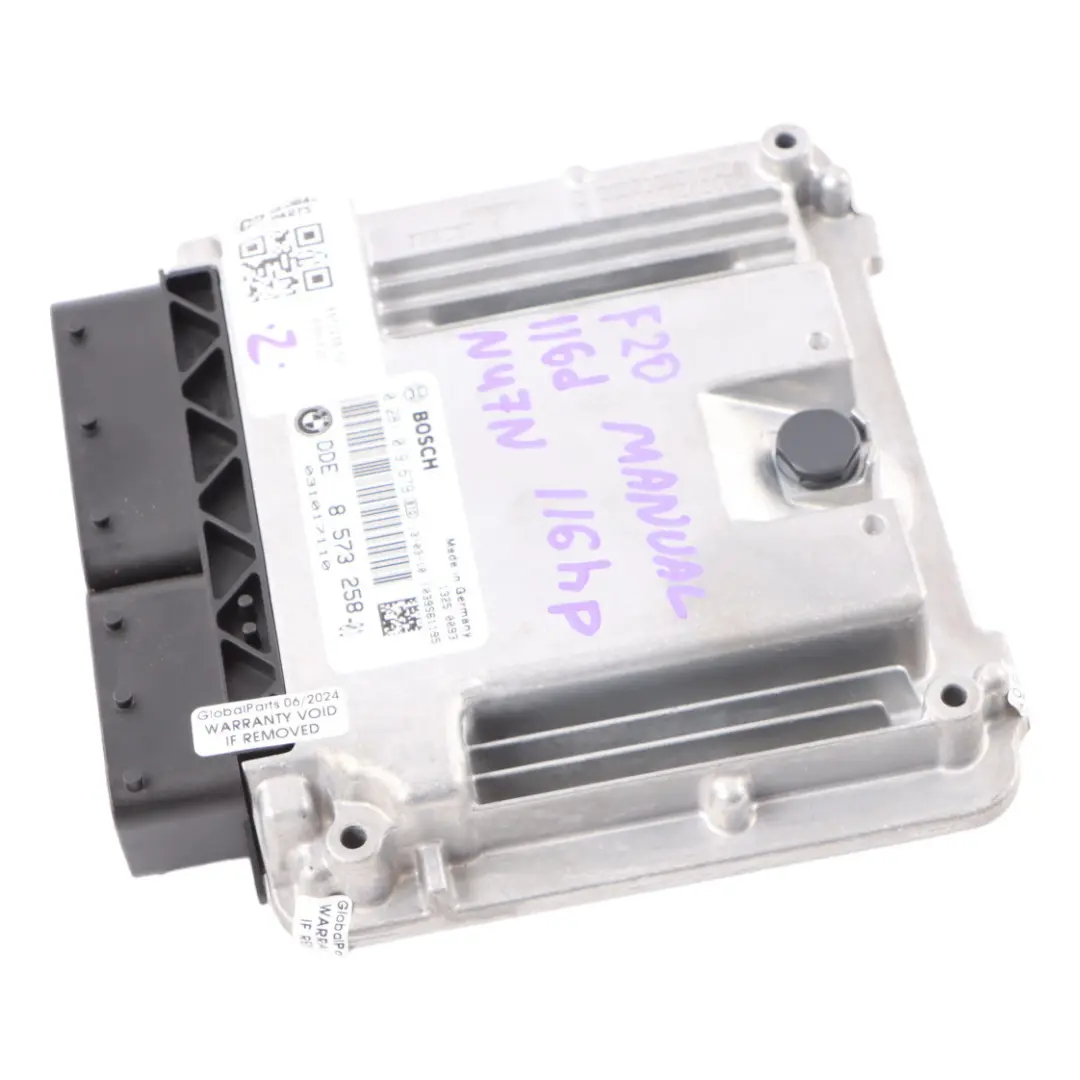  Unité De Contrôle Moteur BMW F20 116D F30 316D N47N 116HP ECU DDE Manual - SKU 8573258-10 - Numéro de pièce 8573258