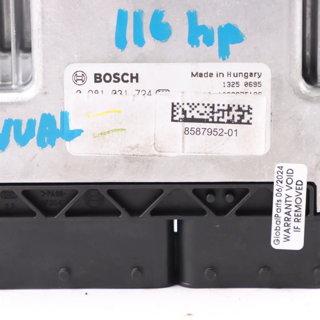 BMW F20 F21 LCI 116d 116HP B37 Diesel Engine ECU Unit DDE Manual - SKU 8587952-4 - Part number 8587952