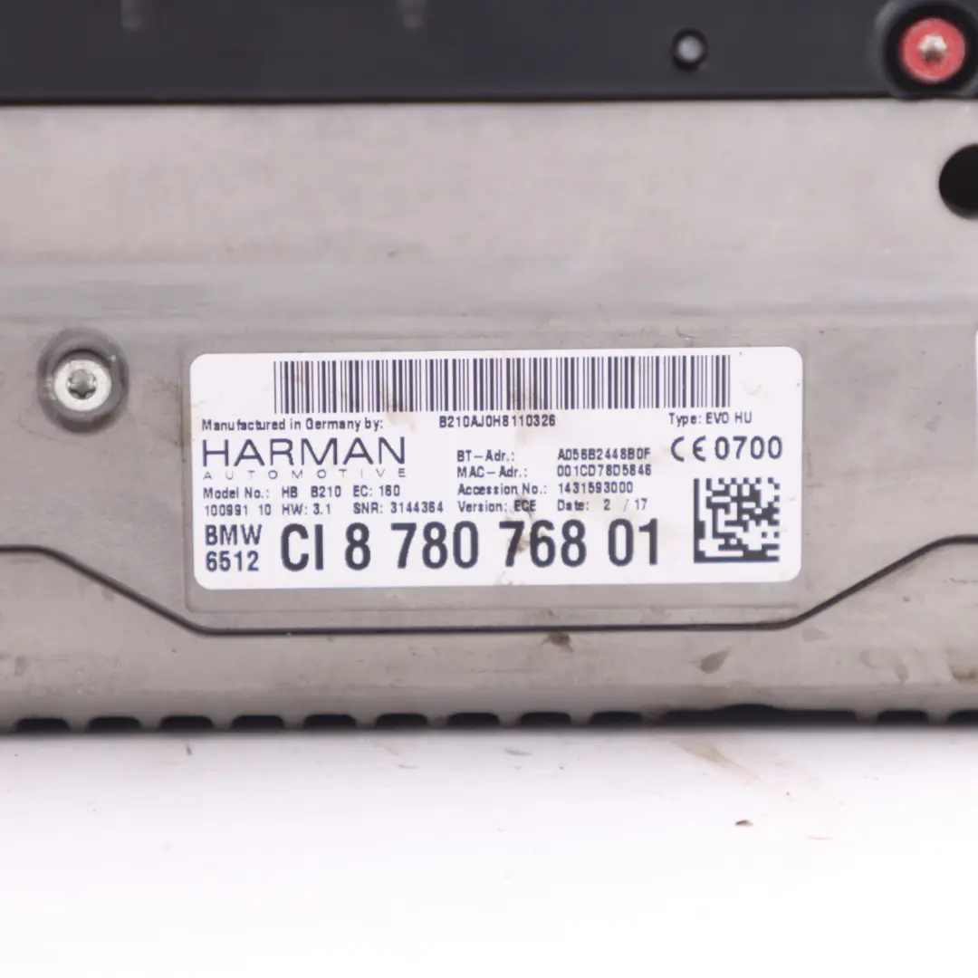 Navigation Head Unit BMW F20 F30 F31 LCI G30 Sat Nav Head Unit High to with Part number 8780768 Navigation Head Unit BMW F20 F30 F31 LCI G30 Sat Nav Head Unit High - SKU 8780768 - Part number 8780768