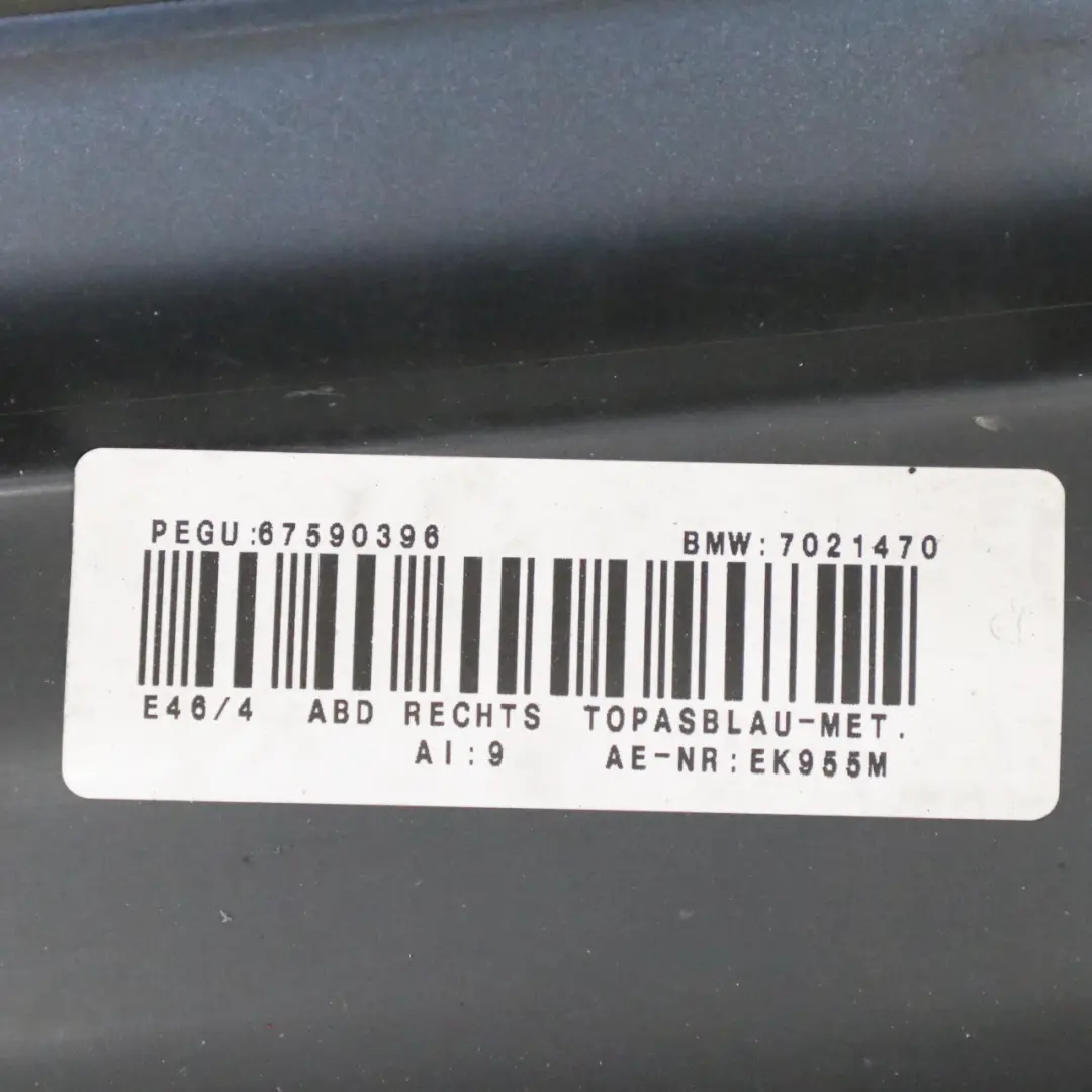 Listwa Progowa Próg Prawy Topasblau Topaz Blue Niebieski - 364 do BMW E46 o numerze 9071632 BMW E46 Listwa Progowa Próg Prawy Topasblau Topaz Blue Niebieski - 364 - SKU 9071632-TPB - Numer Części 9071632