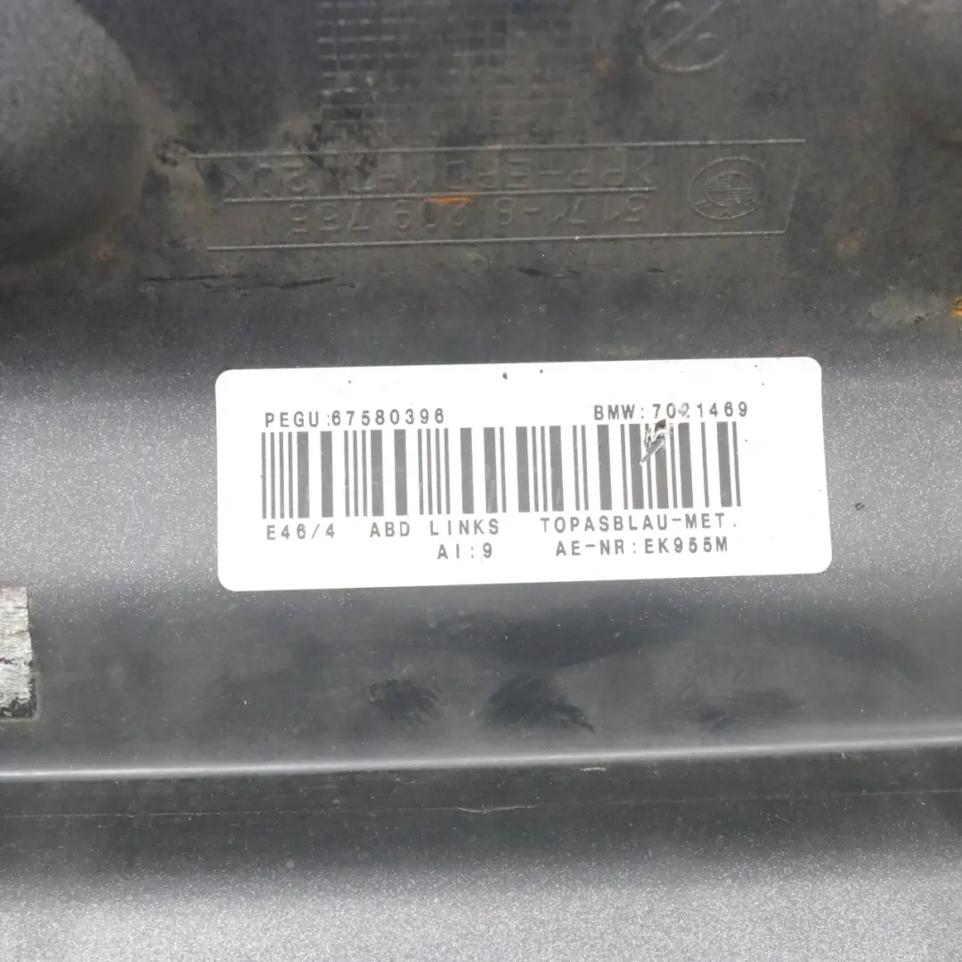 Bas de caisse gauche Topasblau Bleu Métallique - 364 pour BMW E46 à propos du numéro de pièce 9071633 BMW E46 Bas de caisse gauche Topasblau Bleu Métallique - 364 - SKU 9071633-TPB - Numéro de pièce 9071633