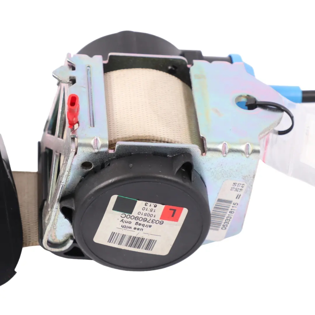 Front Seat Belt Upper Left N/S Cream Beige 6065400 to BMW E93 Convertible with Part number 9190213 BMW E93 Convertible Front Seat Belt Upper Left N/S Cream Beige 6065400 - SKU 9190213 - Part number 9190213