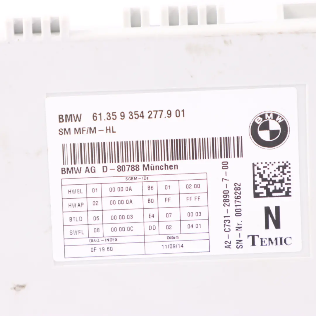 Seat Module BMW F01 LCI Front Seat Control Module Unit Temic - SKU 9354277 - Part number 9354277
